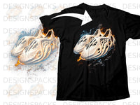 Load image into Gallery viewer, Black t-shirt with a graphic of foam runner shoes with fire and smoke.
