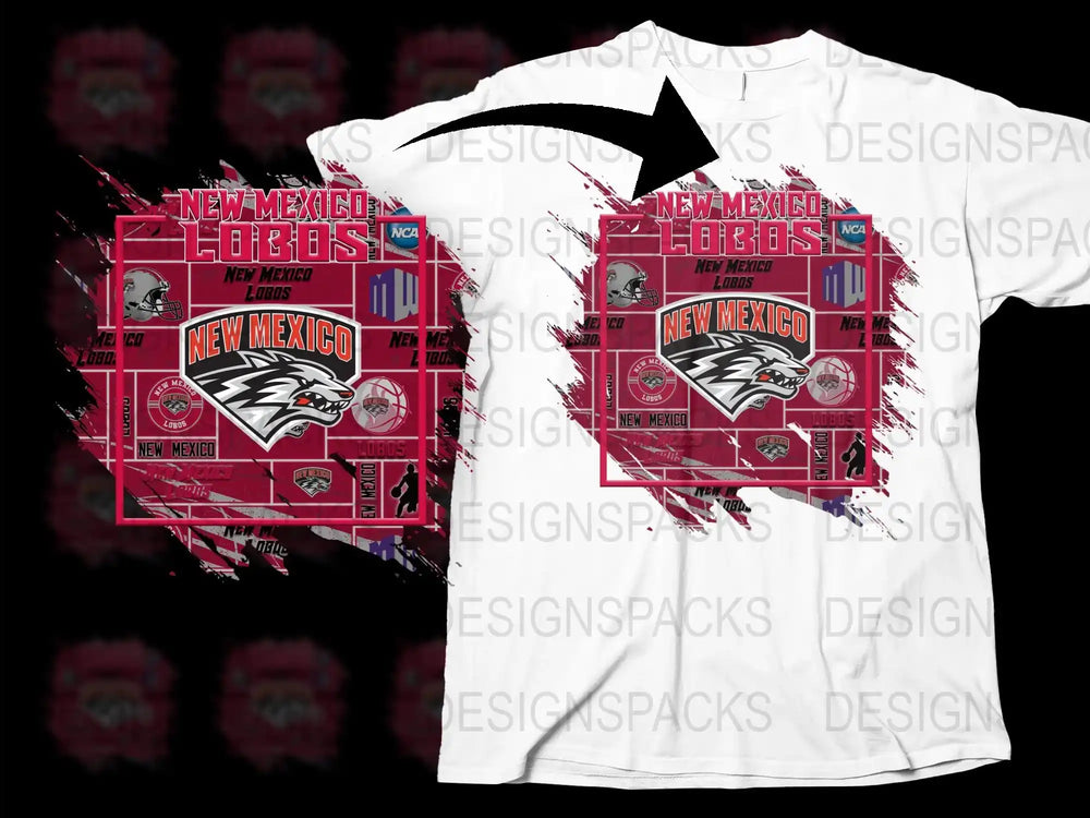 New Mexico Lobos T-Shirt, College Sports Graphic Tee, Vintage Style White Red