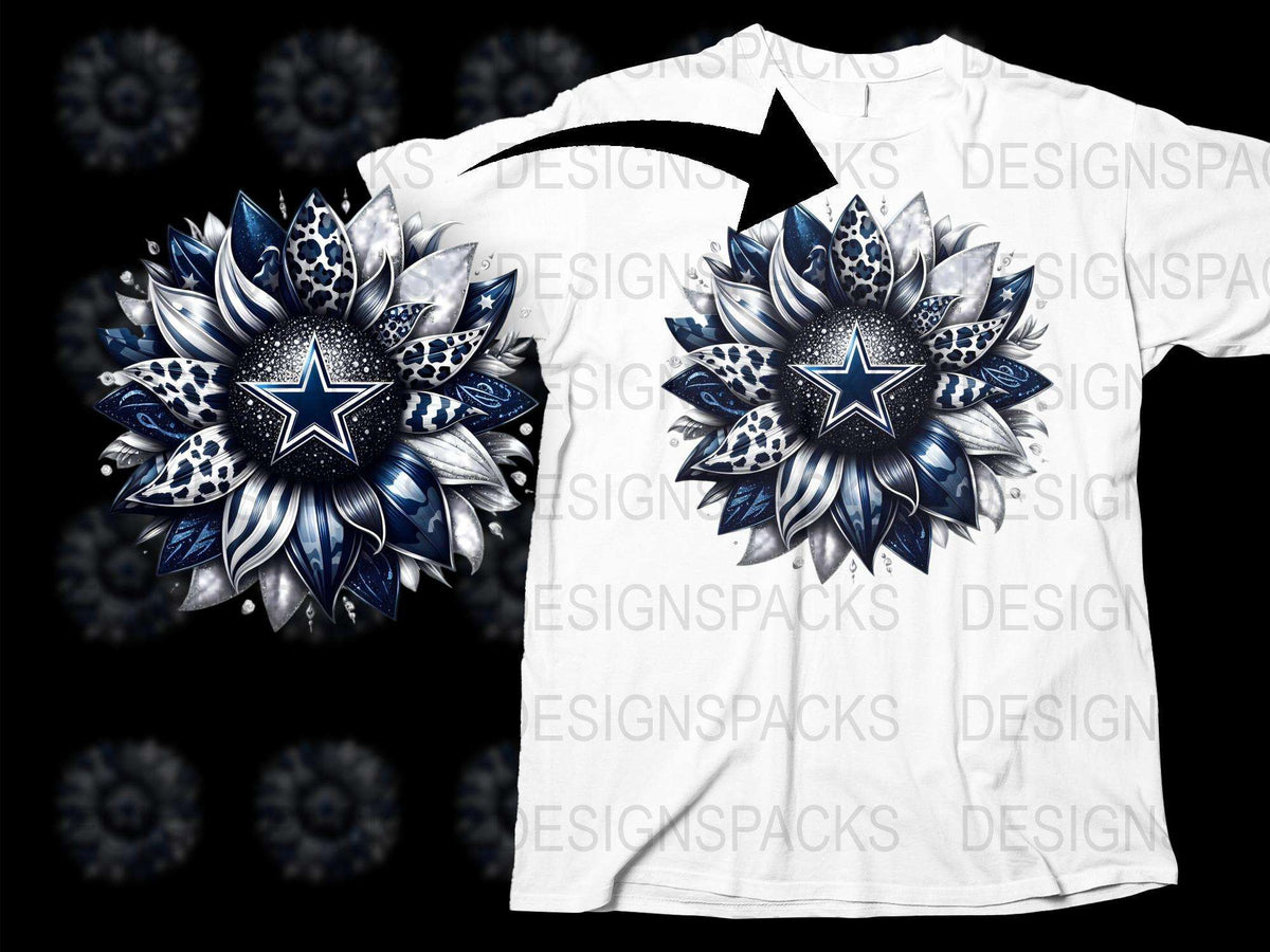 Star Mandala Design T-Shirt, Blue and White Floral Graphic Tee, Unisex Fashion Top, Trendy Casual Wear