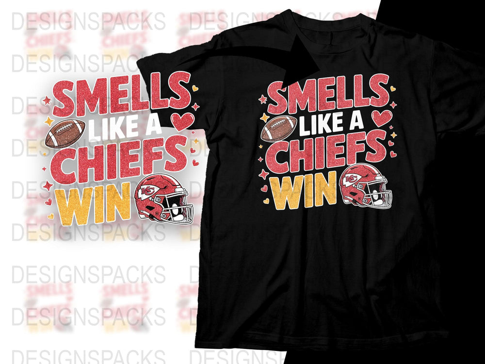 Kansas City Football T-Shirt, Smells Like A Chiefs Win, Sports Fan Tee, Game Day Apparel, Tailgate Clothing, Gift for Fans