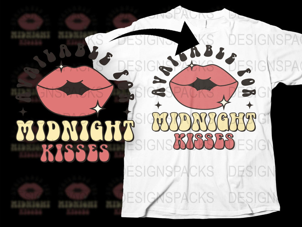 Midnight Kisses T-Shirt, Retro Pop Art Lips Graphic Tee, Unisex Fashion Casual Streetwear, Gift Idea