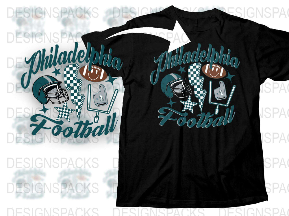 Philadelphia Football T-Shirt, Retro Style Helmet and Jersey Design, Sports Fan Apparel, Gift for Football Lovers