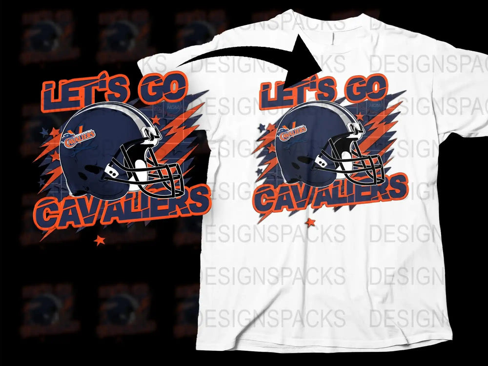 Let's Go Cavaliers Graphic T-Shirt, College Football Fan Apparel, Sports Team Support Tee