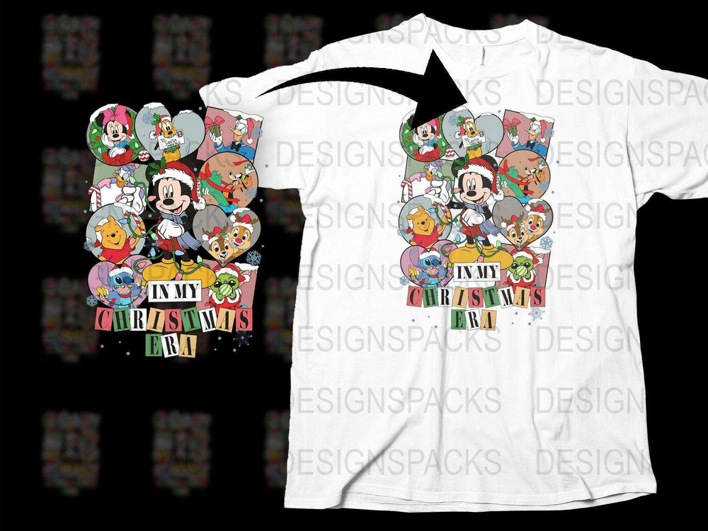 Disney Christmas T-Shirt, Mickey Mouse Holiday Tee, Family Matching Festive Shirts, Cartoon Character Winter Apparel