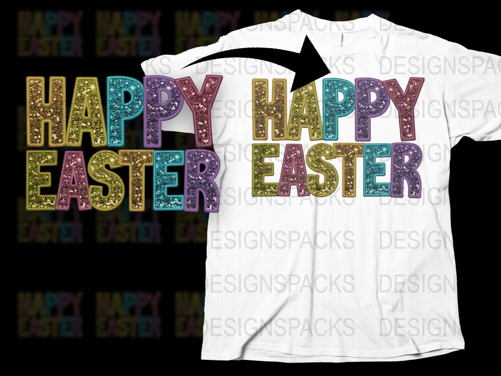 Happy Easter Colorful Sparkle T-Shirt, Holiday Festive Tee, Gift Idea for Easter, Unisex Spring Shirt