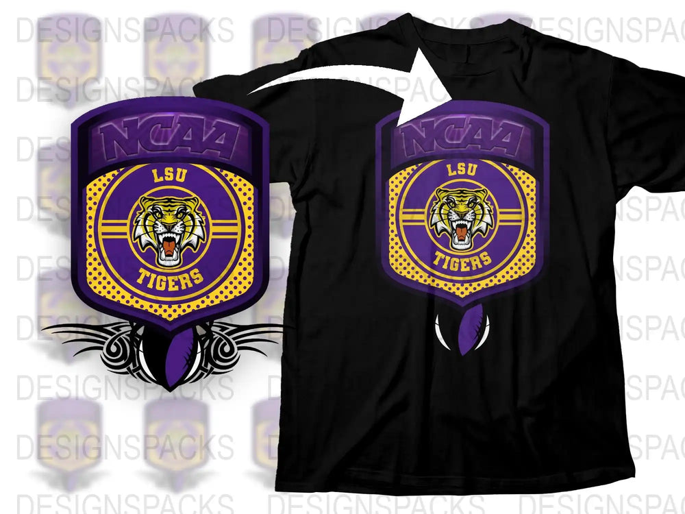 LSU Tigers NCAA Football Team Logo Black T-Shirt, Sports Fan Apparel, College Gear