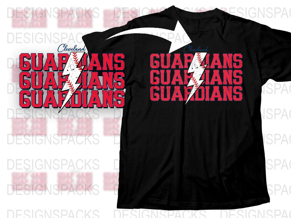 Cleveland Guardians Baseball T-Shirt, Red and White Text, Fan Apparel, Sports Tee