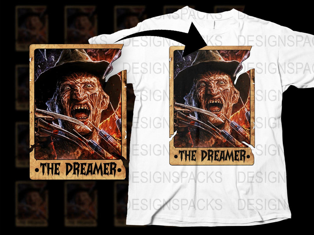 Scary Dreamer Graphic T-Shirt, Horror Movie Fan Tee, Unique Scarecrow Design, Unisex Halloween Shirt, Full Print, Gift for Horror Lovers