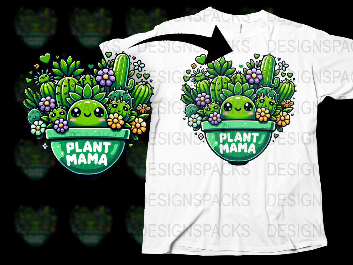 Plant Mama T-Shirt, Cute Succulent and Cactus Graphic Tee, Women's Casual Floral Shirt, Green Nature Lover Gift