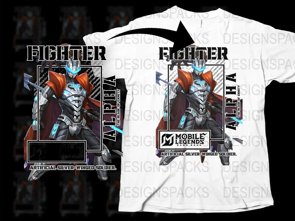 Mobile Legends Fighter T-Shirt, Silver-Winged Soldier Graphic Tee, Unisex Gaming Apparel