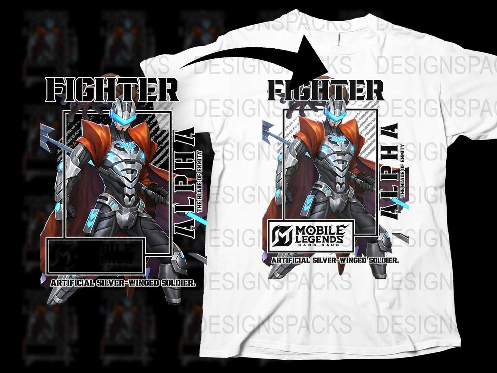 Mobile Legends Fighter T-Shirt, Silver-Winged Soldier Graphic Tee, Unisex Gaming Apparel