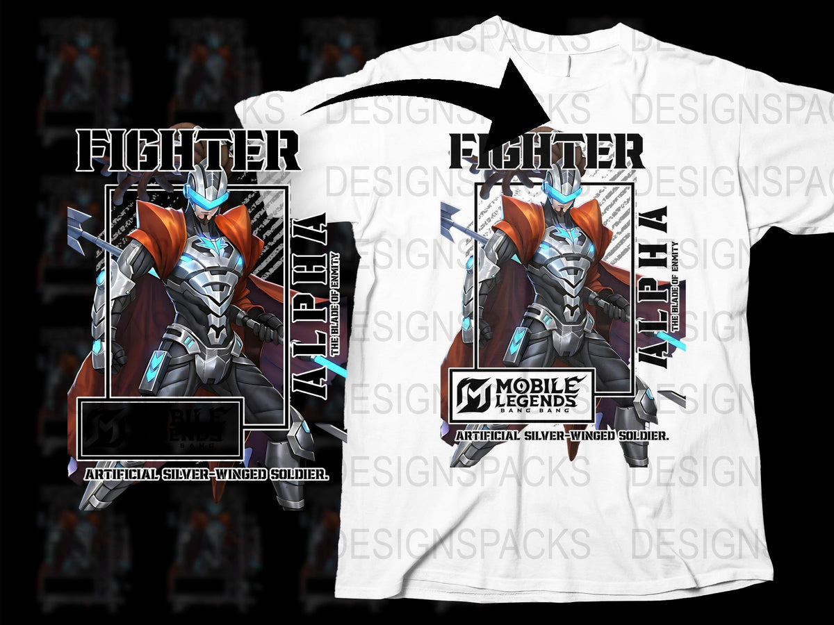 Mobile Legends Fighter T-Shirt, Silver-Winged Soldier Graphic Tee, Unisex Gaming Apparel