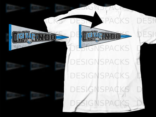 Orlando Team Pennant Design Graphic T-Shirt