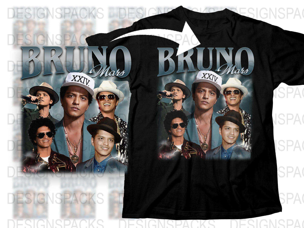 Bruno Mars XXIV Fan T-Shirt, Multiple Images Design, Music Artist Tribute Tee, Pop Star Fashion Top