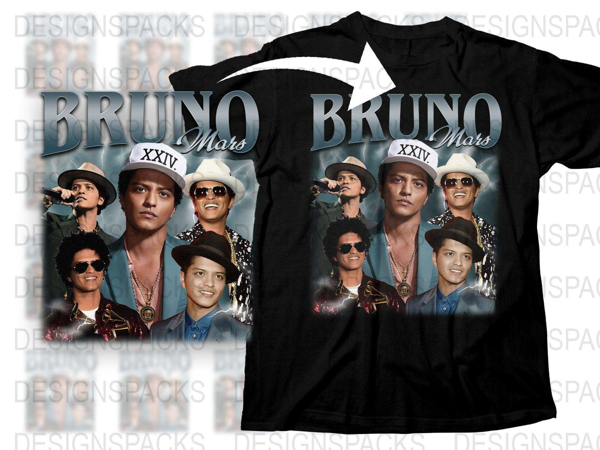 Bruno Mars XXIV Fan T-Shirt, Multiple Images Design, Music Artist Tribute Tee, Pop Star Fashion Top
