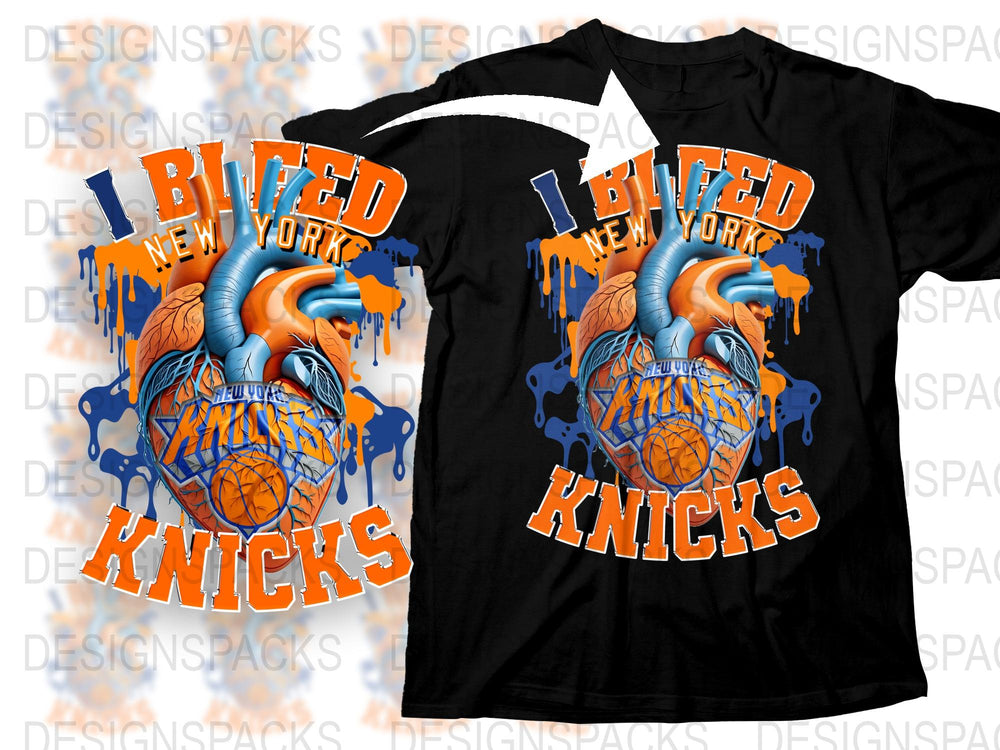 New York Knicks Inspired Basketball T-Shirt, Orange Blue Graphic Tee, Sports Fan Apparel, Unisex Clothing