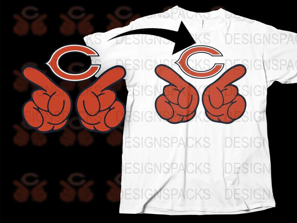 Sports Team Logo T-Shirt, Cartoon Hands Gesture, White Graphic Tee, Fan Merchandise