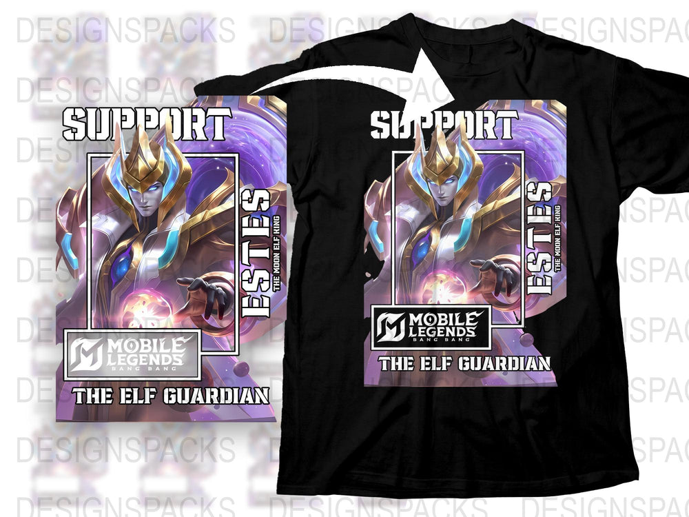Mobile Legends Support T-Shirt, The Elf Guardian Graphic Tee, Gaming Apparel, Fantasy Character Shirt
