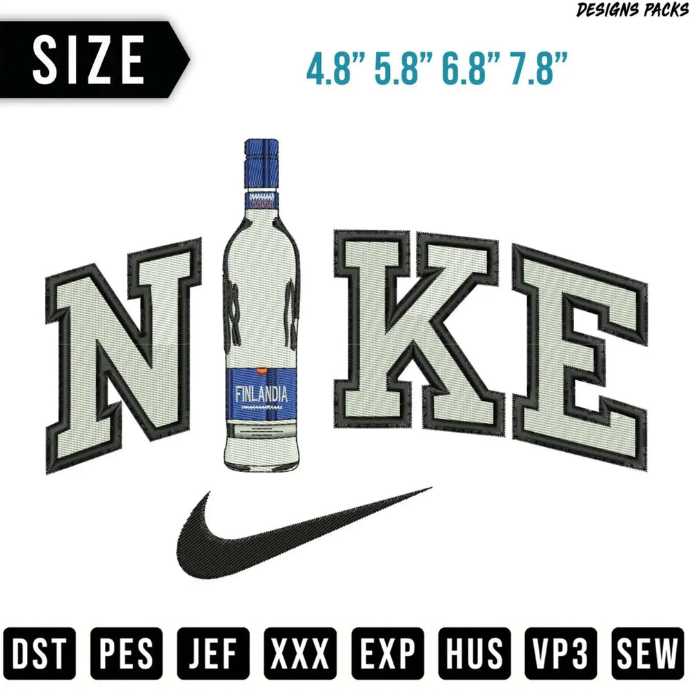 Nike logo with Finlandia vodka bottle and file format options.