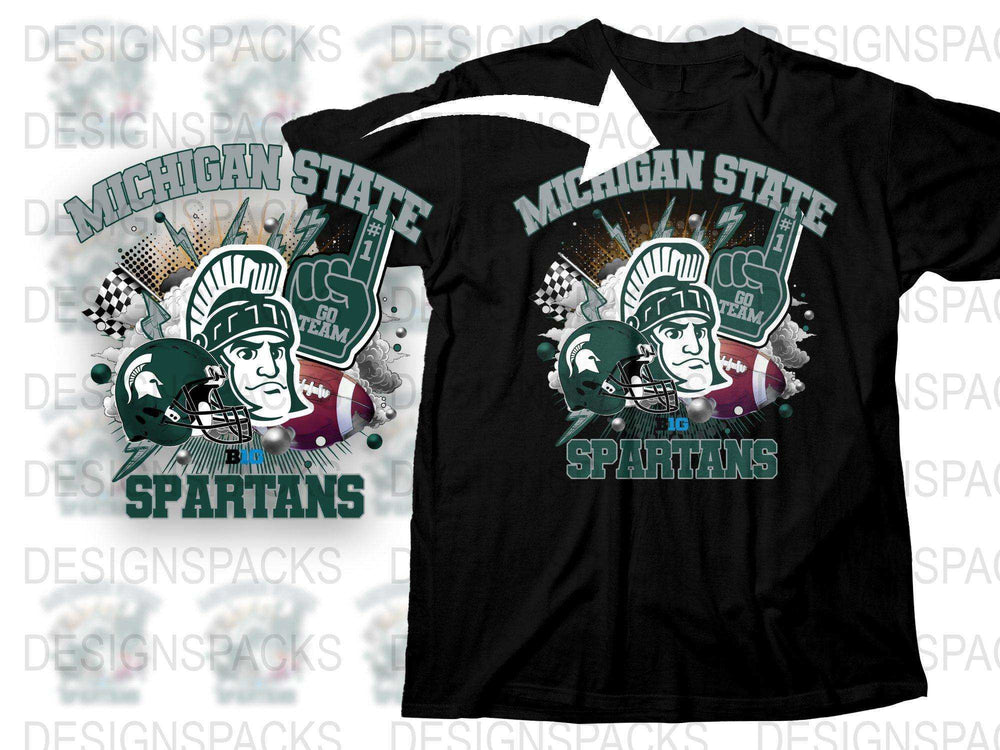Michigan State Spartans T-Shirt, Vintage College Sports Team Graphic Tee, Men's and Women's Black Shirt