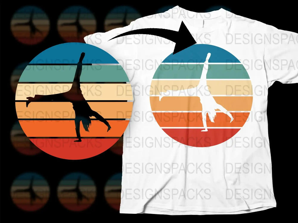 Sunset Yoga T-Shirt, Silhouette Yoga Pose, Retro Design, Men's Women's Graphic Tee, Casual Fitness Apparel, Unique Gift Idea