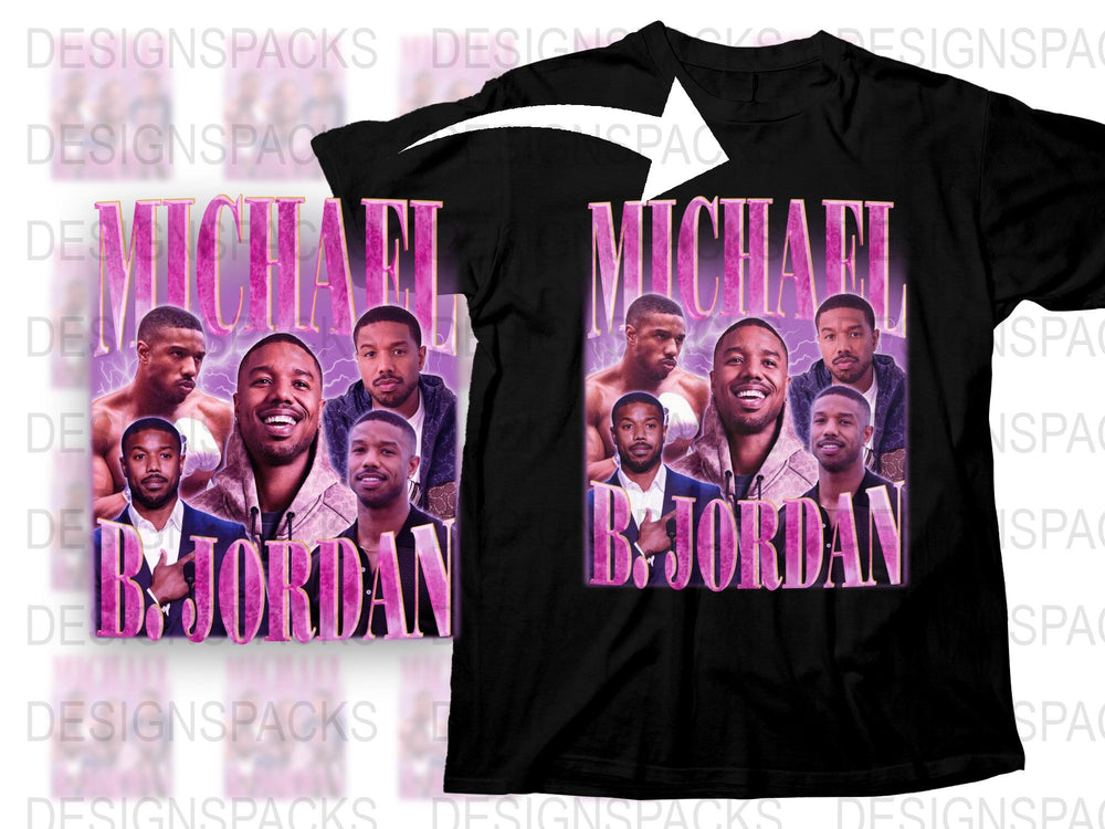 Michael B. Jordan Graphic T-Shirt, Celebrity Face Collage Tee, Unisex Fashion, Trendy Actor Shirt