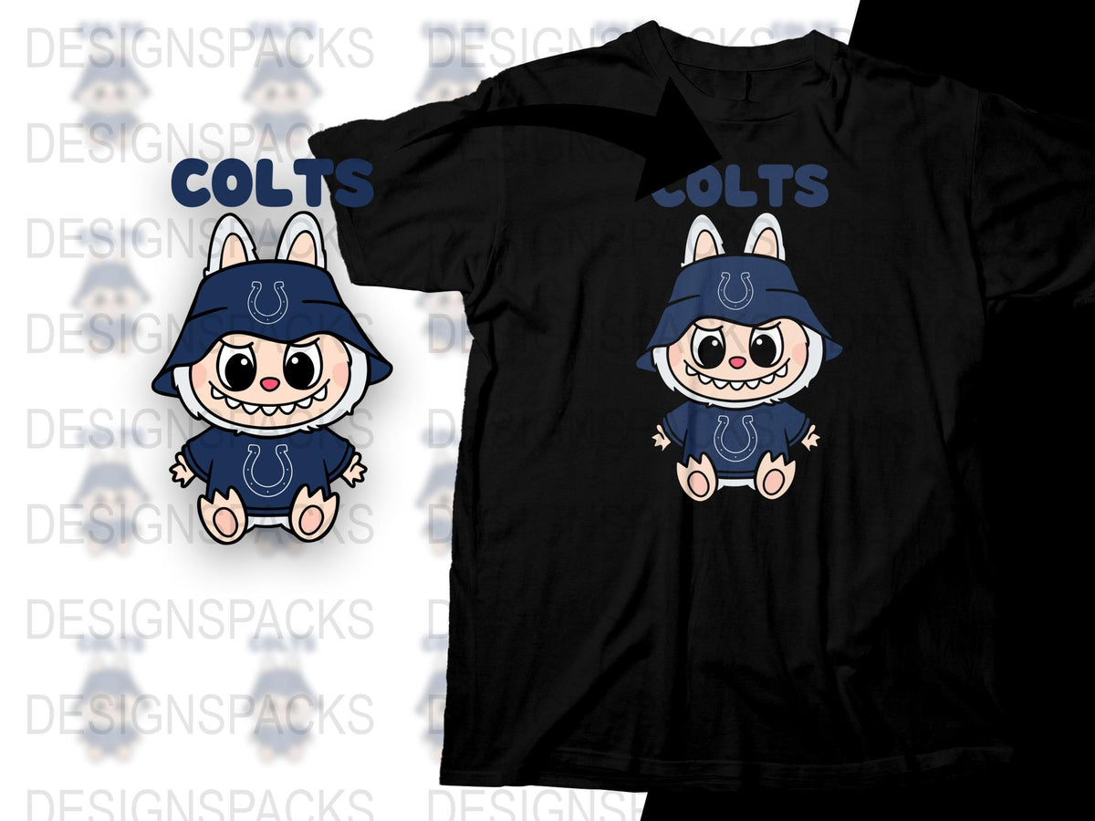 Cute Colts Mascot T-Shirt, Cartoon Animal Colts Fan Tee, Kids and Adult Sizes Available