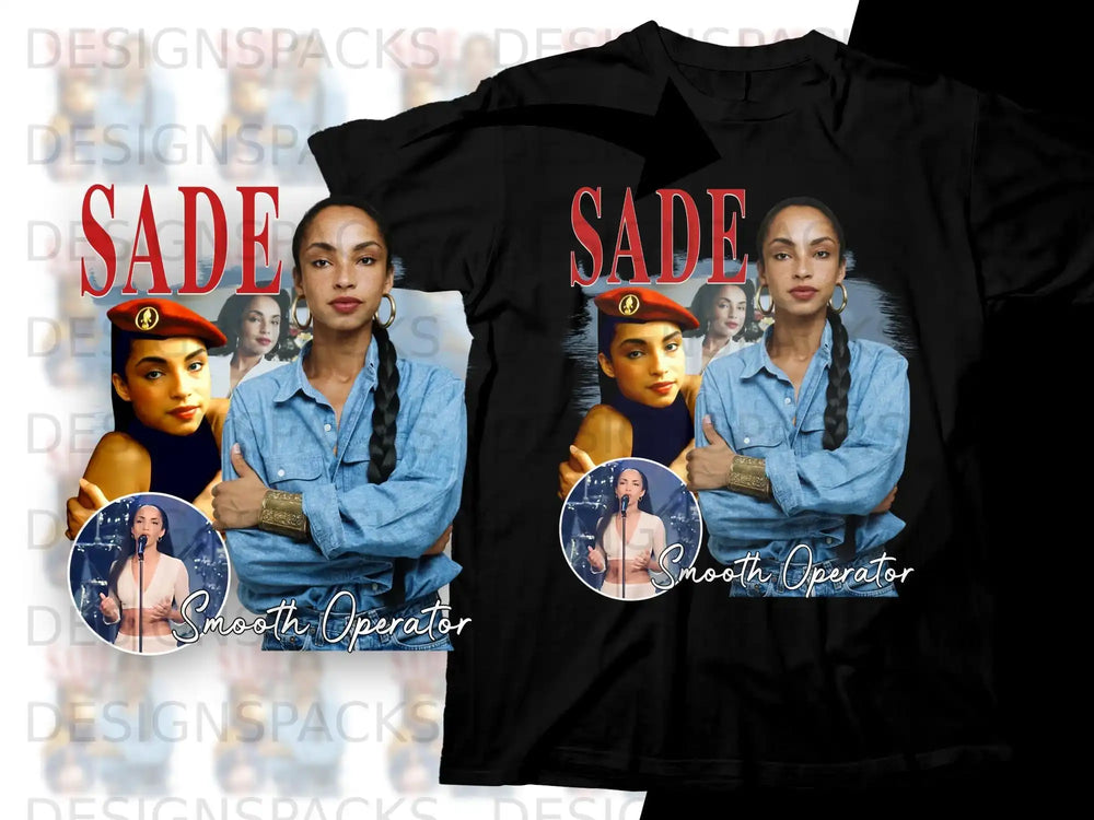 Sade "Smooth Operator" t-shirt featuring a collage of the singer.