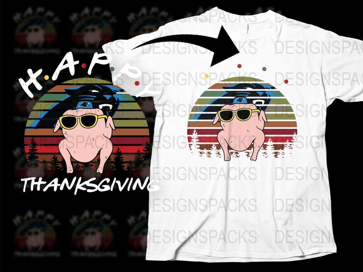 Thanksgiving Pig T-Shirt, Funny Sunglasses Pig, Retro Stripes, Youth and Adult Sizes, Holiday Casual Wear, Unique Graphic Tee