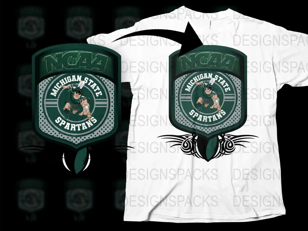 Michigan State Spartans T-Shirt, NCAA Sports Team Graphic Tee, Men's White Casual Shirt