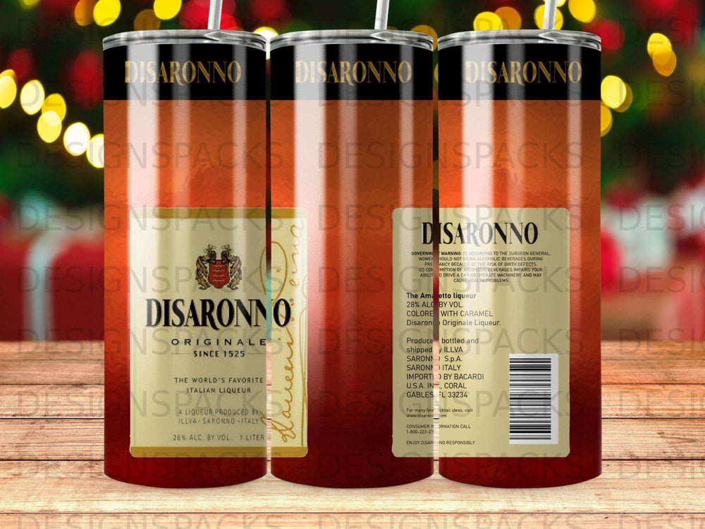 Disaronno Originale Italian liqueur bottle with label and warning information.