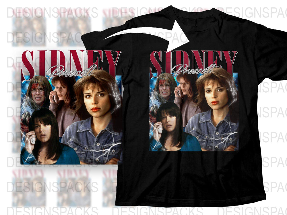 Sidney Prescott Scream Movie Fan T-Shirt, Horror Film Graphic Tee, Vintage Style Black Shirt, Unisex Clothing