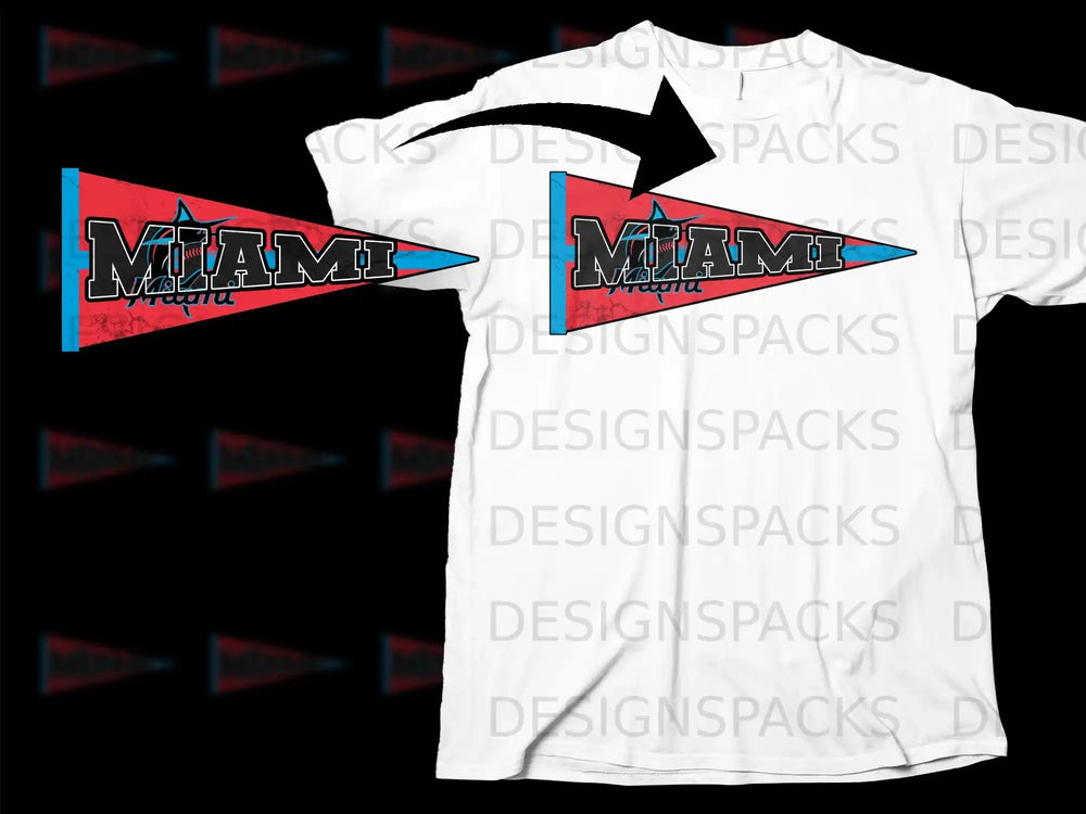 Miami Retro Pennant T-Shirt with Vintage Graphic Design