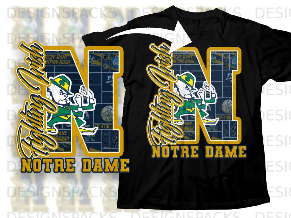 Notre Dame Fighting Irish Graphic Design T-Shirt