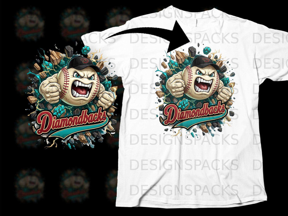 Fierce Diamondbacks Cartoon Baseball Character Shirt