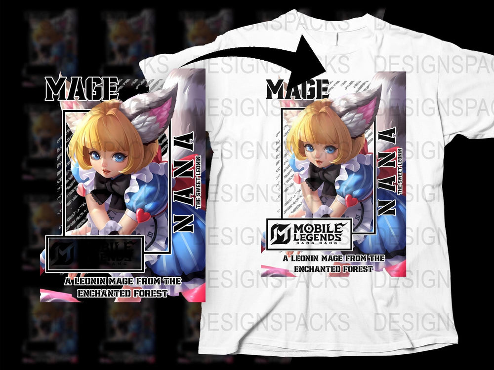 Mobile Legends Mage Character T-Shirt, Anime Style Graphic Tee, Enchanted Forest Design, Gaming Apparel