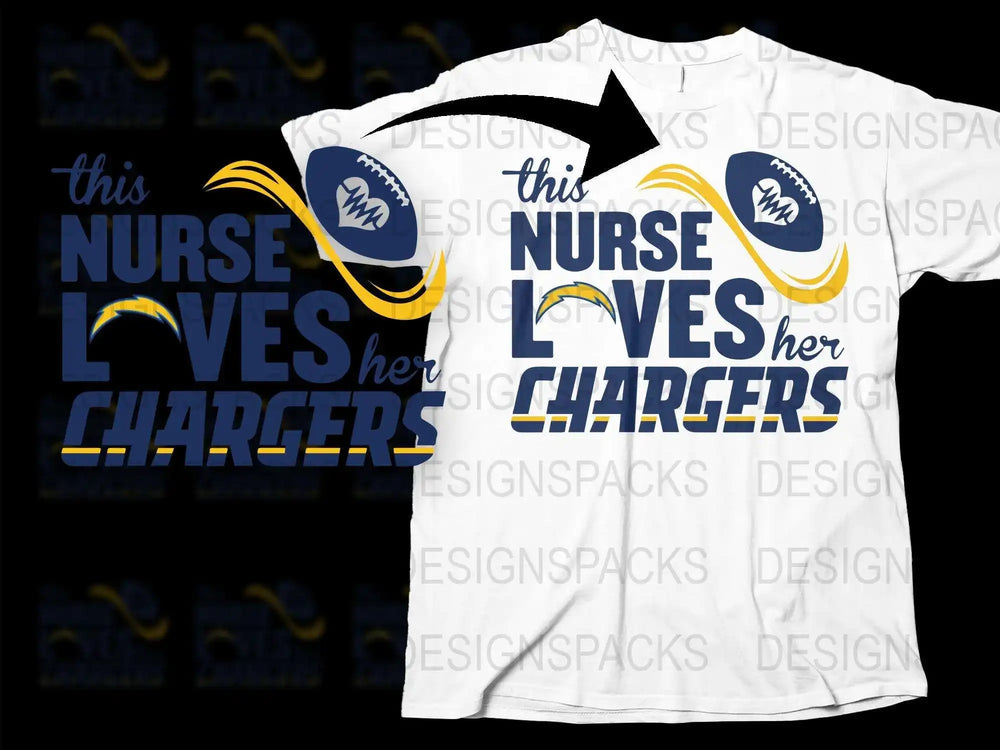 Nurse Themed Los Angeles Chargers T-Shirt, Football Fan Gift, Sports Apparel, Custom Team Support Shirt, Unique Graphic Tee Design