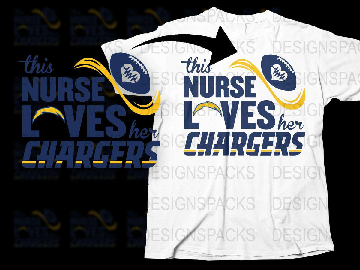 Nurse Themed Los Angeles Chargers T-Shirt, Football Fan Gift, Sports Apparel, Custom Team Support Shirt, Unique Graphic Tee Design