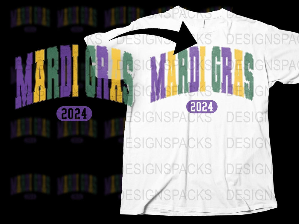 Mardi Gras 2024 T-Shirt, Colorful New Orleans Carnival Tee, Unisex Festival Outfit, Purple Green Gold