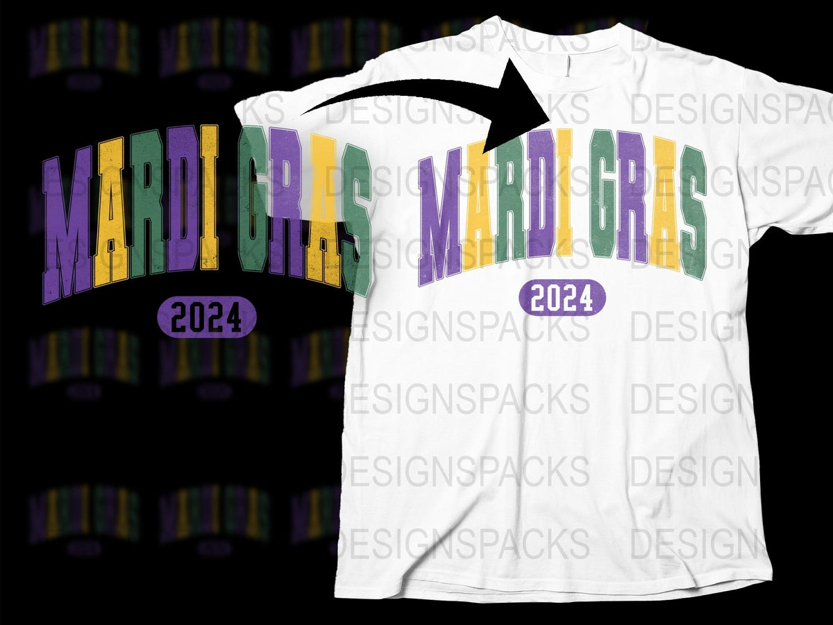 Mardi Gras 2024 T-Shirt, Colorful New Orleans Carnival Tee, Unisex Festival Outfit, Purple Green Gold
