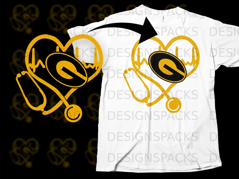 Heartbeat Stethoscope Design T-Shirt for Healthcare Enthusiasts