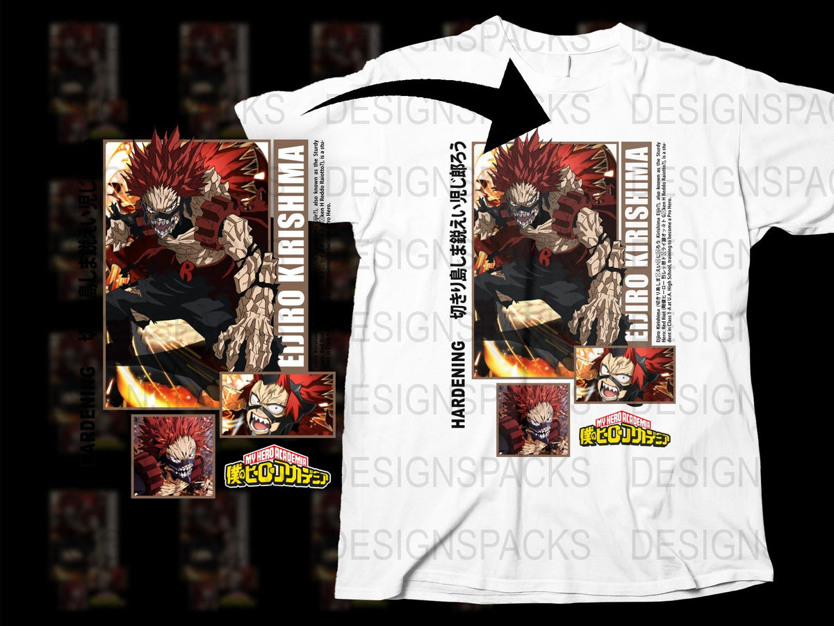 Anime Inspired Eijiro Kirishima T-Shirt, Unisex Graphic Tee, Bold Manga Design, Casual Streetwear