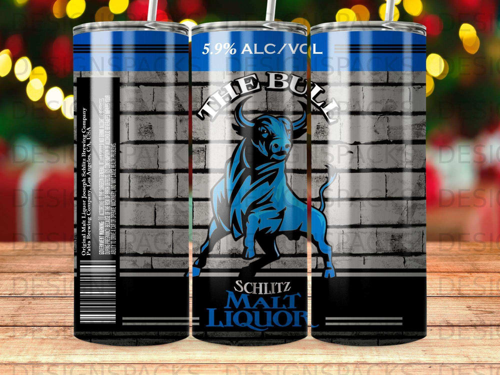 Schlitz Malt Liquor tumbler with bull graphic and 5.9% ALC/VOL.