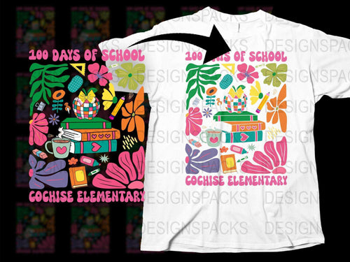 Colorful 100 Days of School T-Shirt, Fun Teacher Gift, Elementary School Celebration Top, Kids School Milestone Tee, Bright Educational