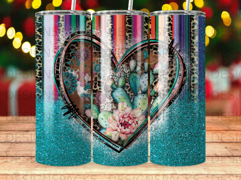 Vibrant Southwest Cactus Heart Leopard Pattern Glitter product type