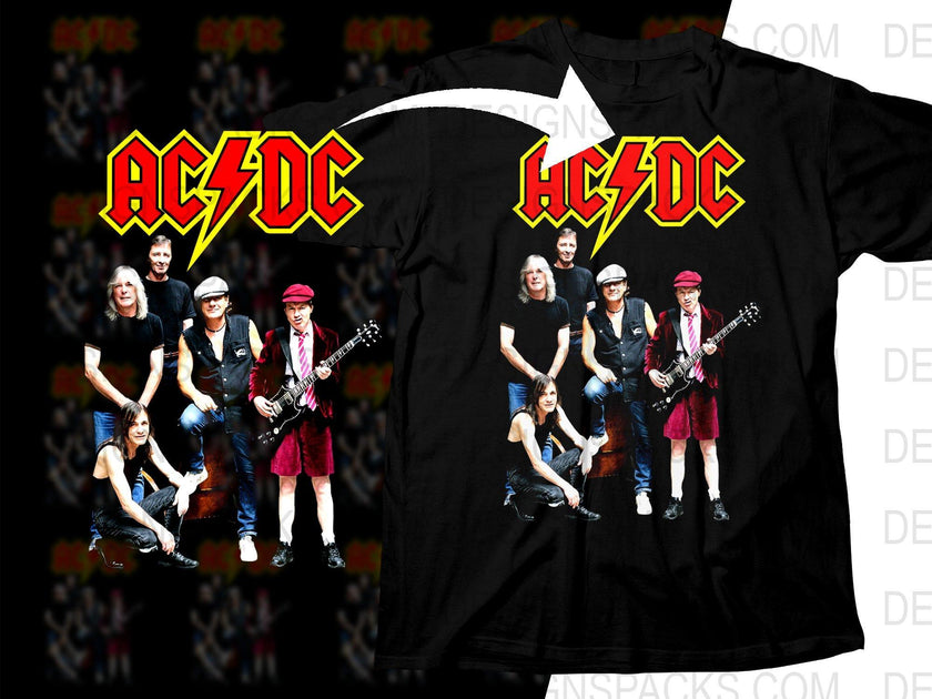 Iconic AC DC Band Members Rock Rock Png Halftone Digital Download