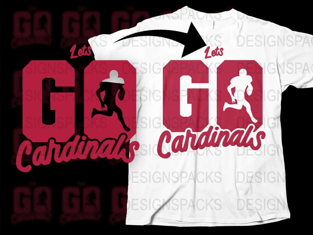 Cardinals Fan T-Shirt, Lets Go Cardinals Graphic Tee, Sports Apparel, Unisex White Shirt