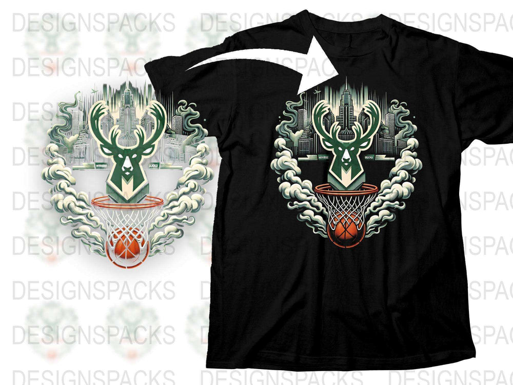 Men's Deer Basketball Graphic T-Shirt, Athletic Sports Tee, Unique Animal Art Shirt, Gift for Basketball Fans