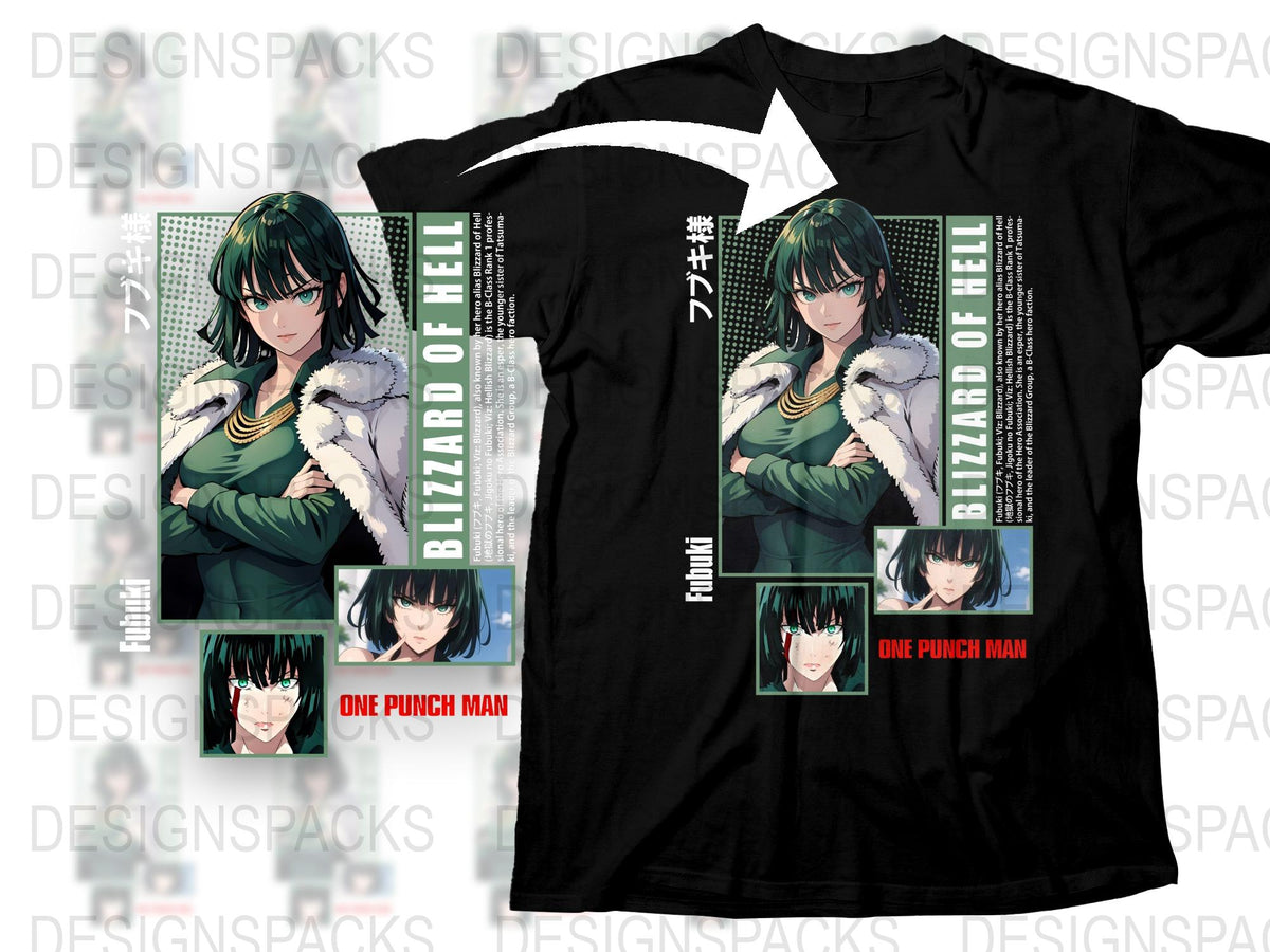 One Punch Man Anime T-Shirt, Fubuki Blizzard of Hell Graphic Tee, Japanese Manga Merchandise, Cool Fan Gift