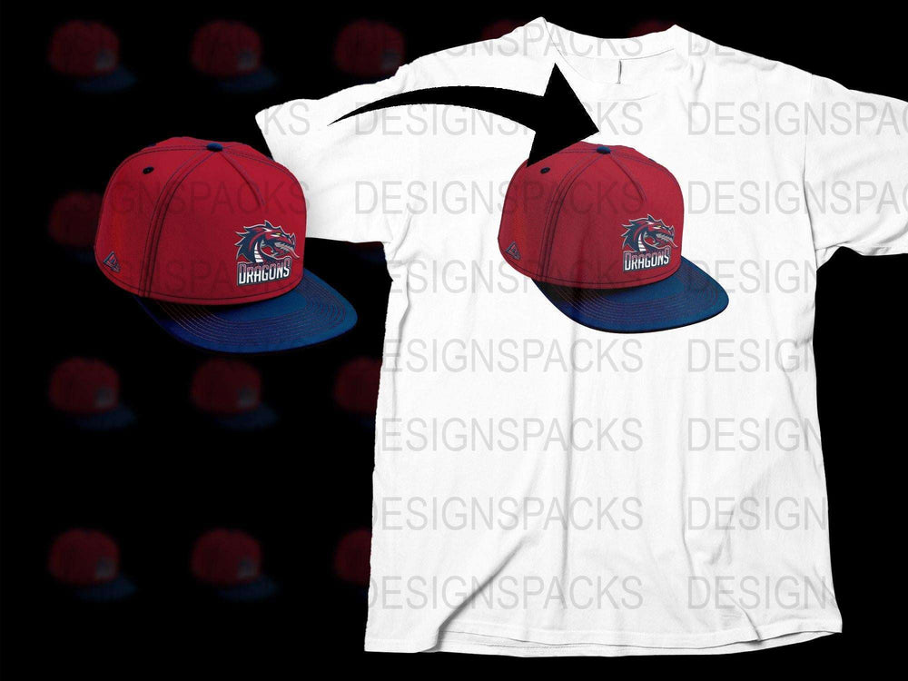 Vibrant Red Dragon Snapback Cap and White T-Shirt Set, Unisex Summer Apparel, Trendy Graphic Outfit